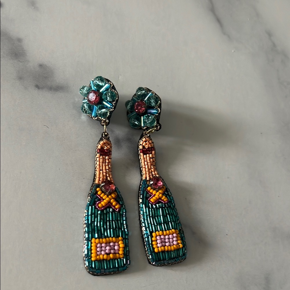 Beaded Champagne Drop Earrings